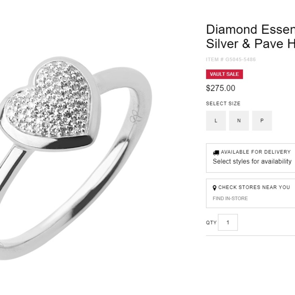 Natural Diamond Silver Heart Ring